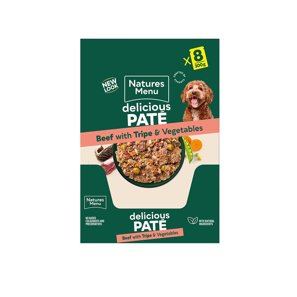 Natures Menu - Wet Dog Food - Pouches for Adult Dogs with Beef and Tripe - 8 x 300g 