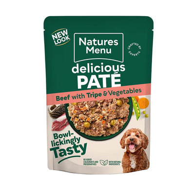 Natures Menu - Wet Dog Food - Pouches for Adult Dogs with Beef and Tripe - 8 x 300g 