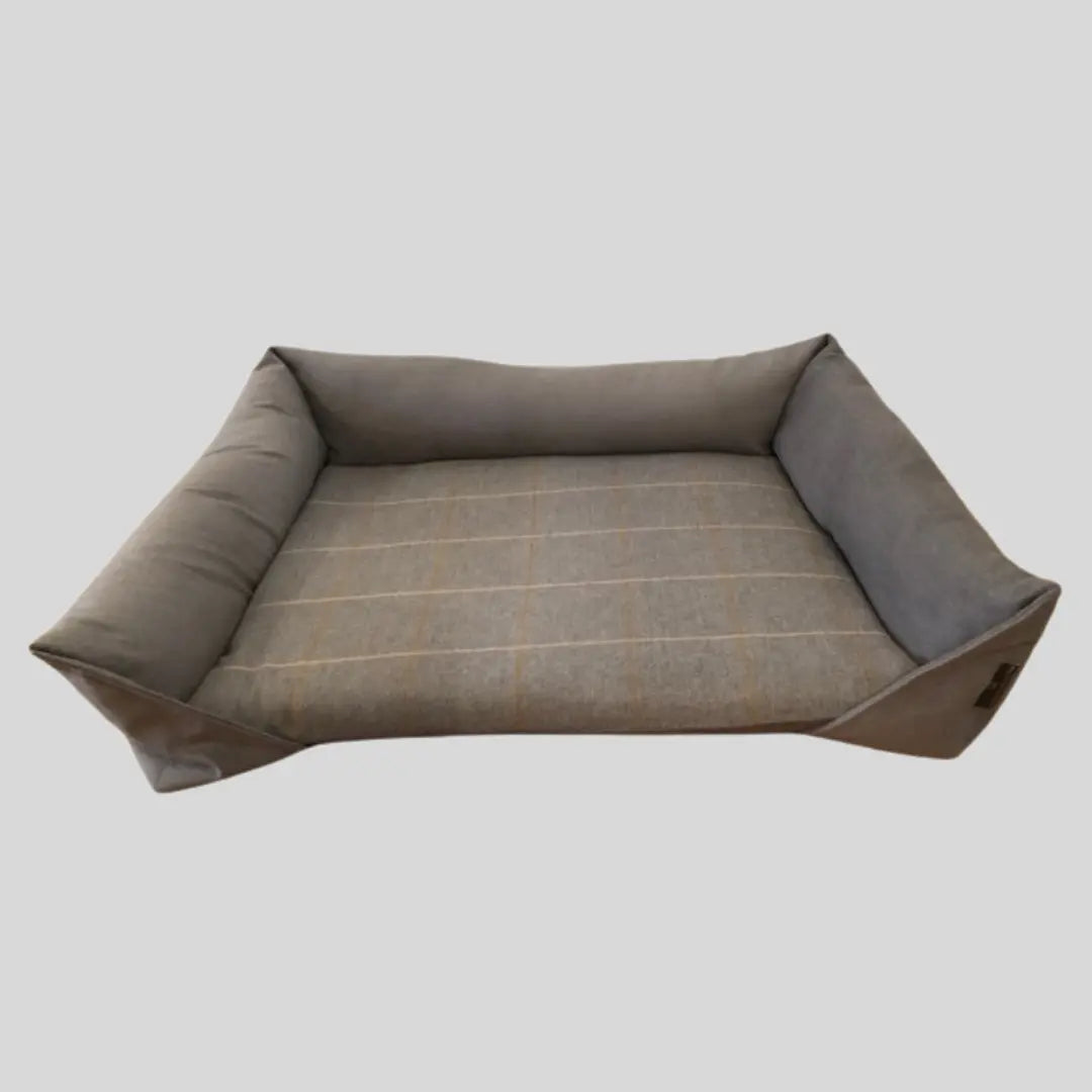 Sofa Dog Bed | 7cm Thick Poly Pad Quality Check Fabric & Velour Bolsters | Non-Slip Dipple Base 