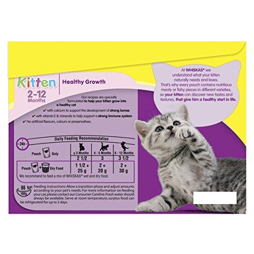 Whiskas 2-12 Months Kitten Pouches Poultry Selection in Gravy, 12 x 100 g - Petzenya