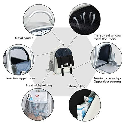 Dagood Cat Backpack, Black Portable Breathable Cat Carrier Backpack for Puppy Cat Durable Oxford Pet Backpack Carrier for Travelling Hiking Shopping Outdoor - Petzenya