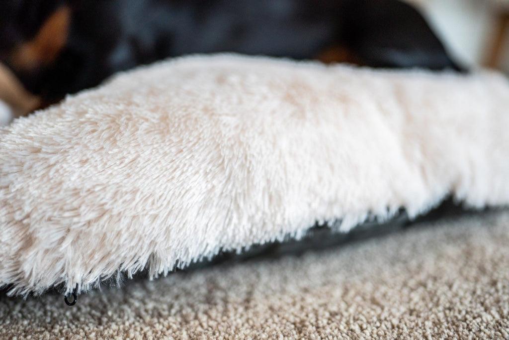 Oval Cushion Dog Bed | Gor Pets Nordic Cushion Bed-Grey/ Brown 21"- 40" - Petzenya